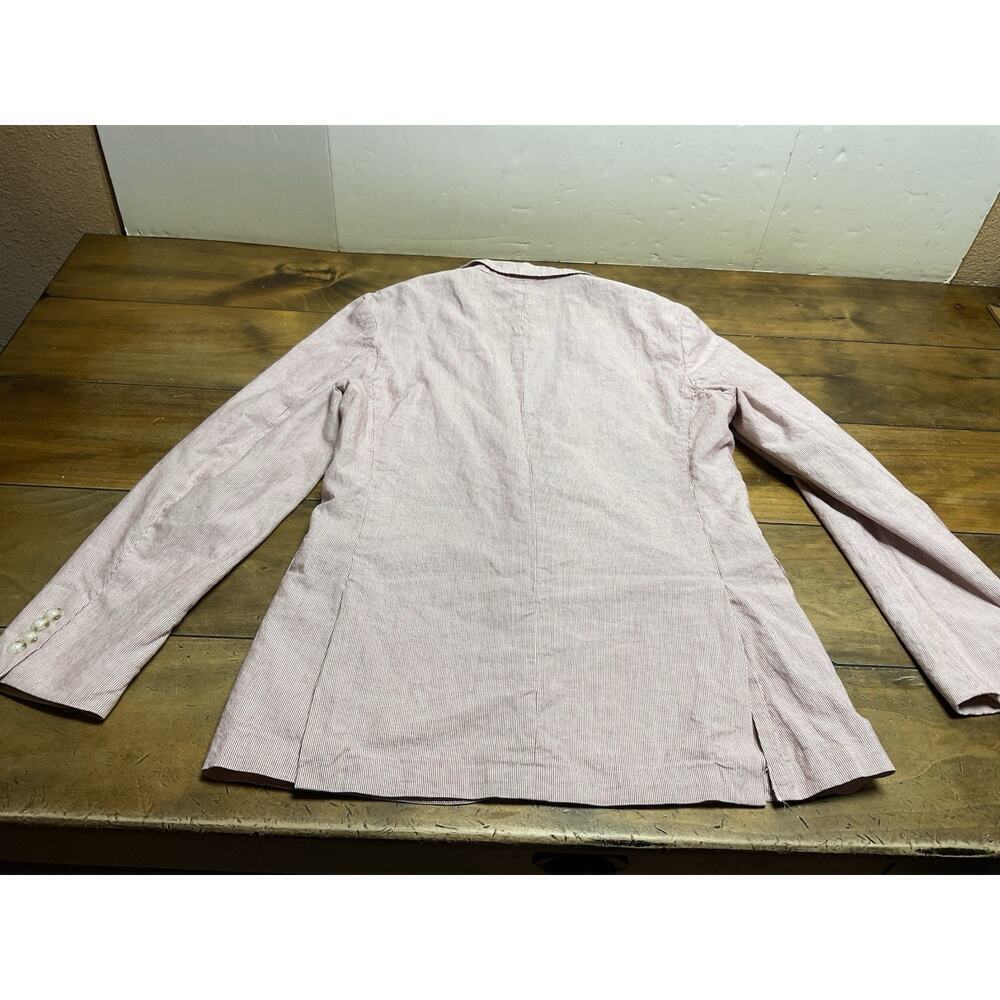 J Crew Mens Ludlow Seersucker Red White 2 Btn 2 Vent Blazer Sz 38R - Picture 13 of 13